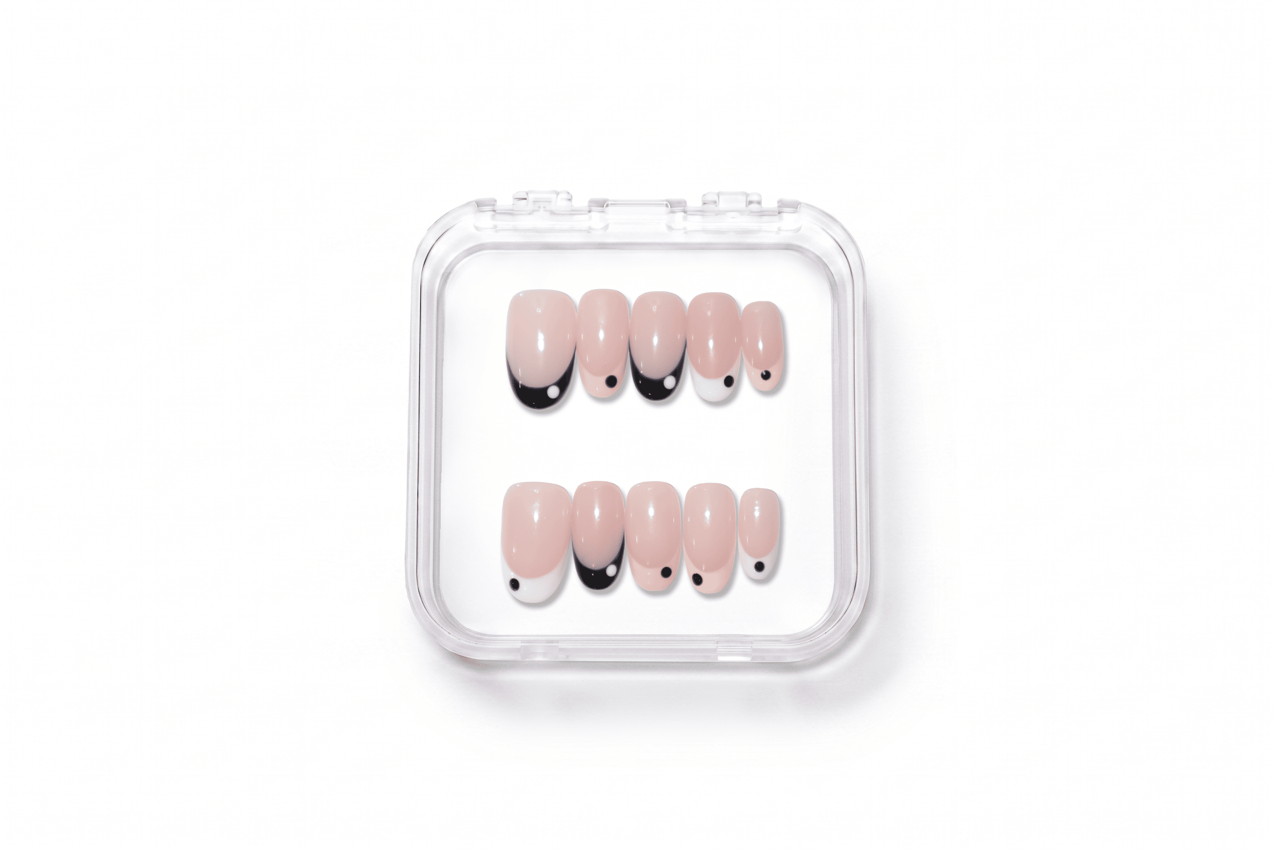 Multi-Color Polka Dot French Short Rounded Oval Daily Nails