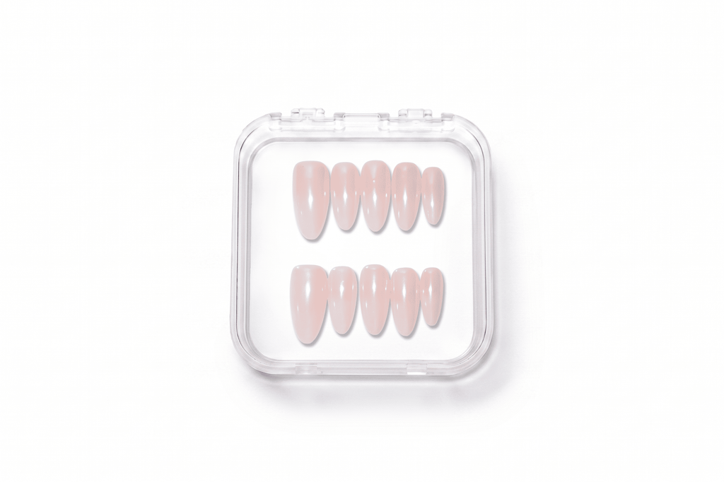 Solid Milky Nude Plain Medium Almond Press On Nails