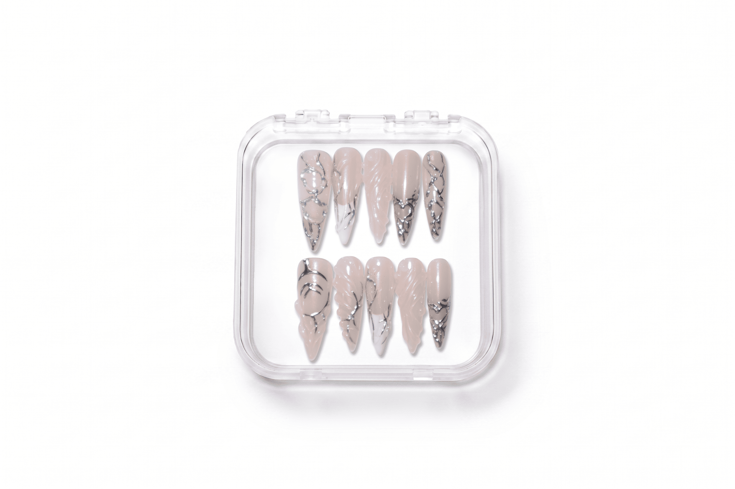 Silver Thorn Holographic Long Stiletto Press On Nails