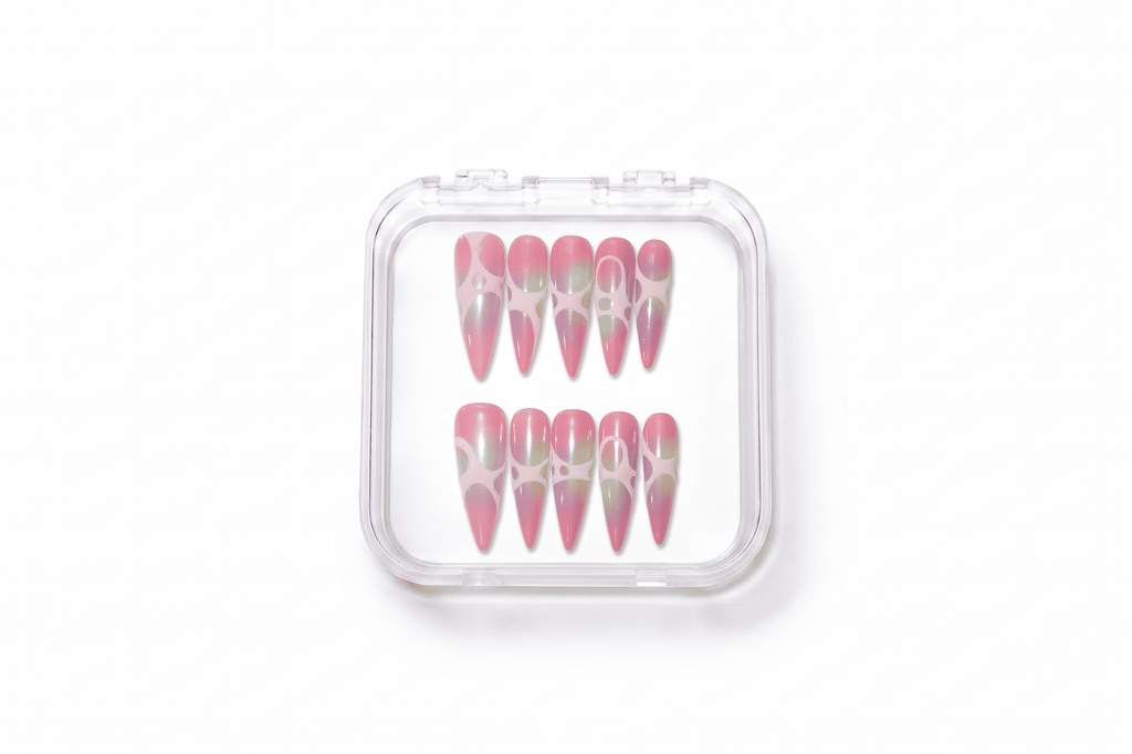Iridescent Hollow Stiletto Gothic Press On Nails