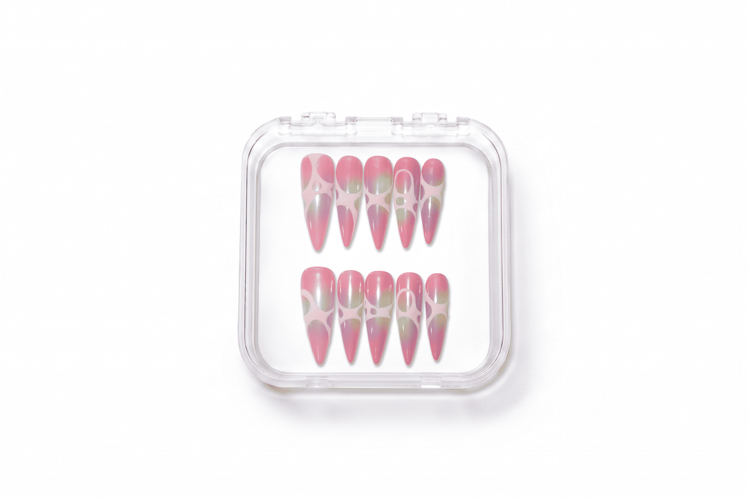 Iridescent Hollow Stiletto Gothic Press On Nails