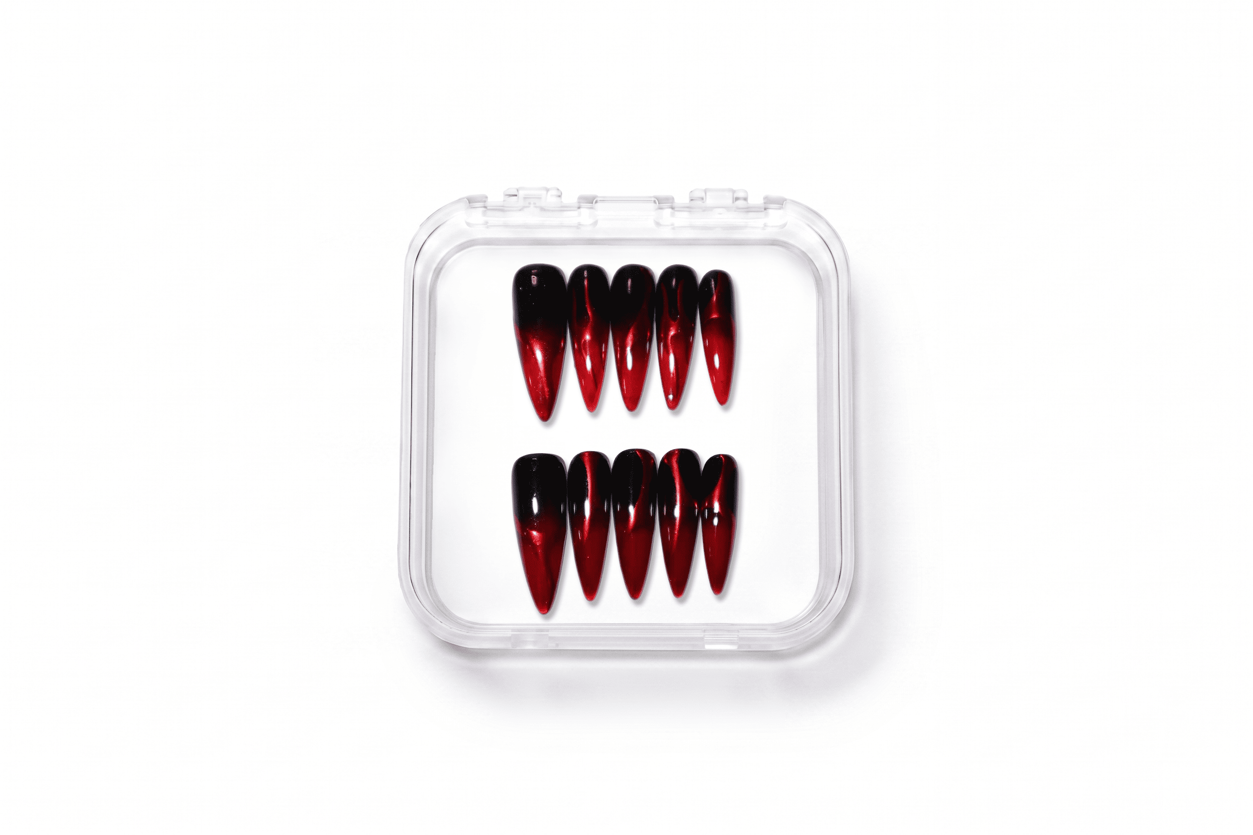 Black Red Long Stiletto Goth Press On Nails