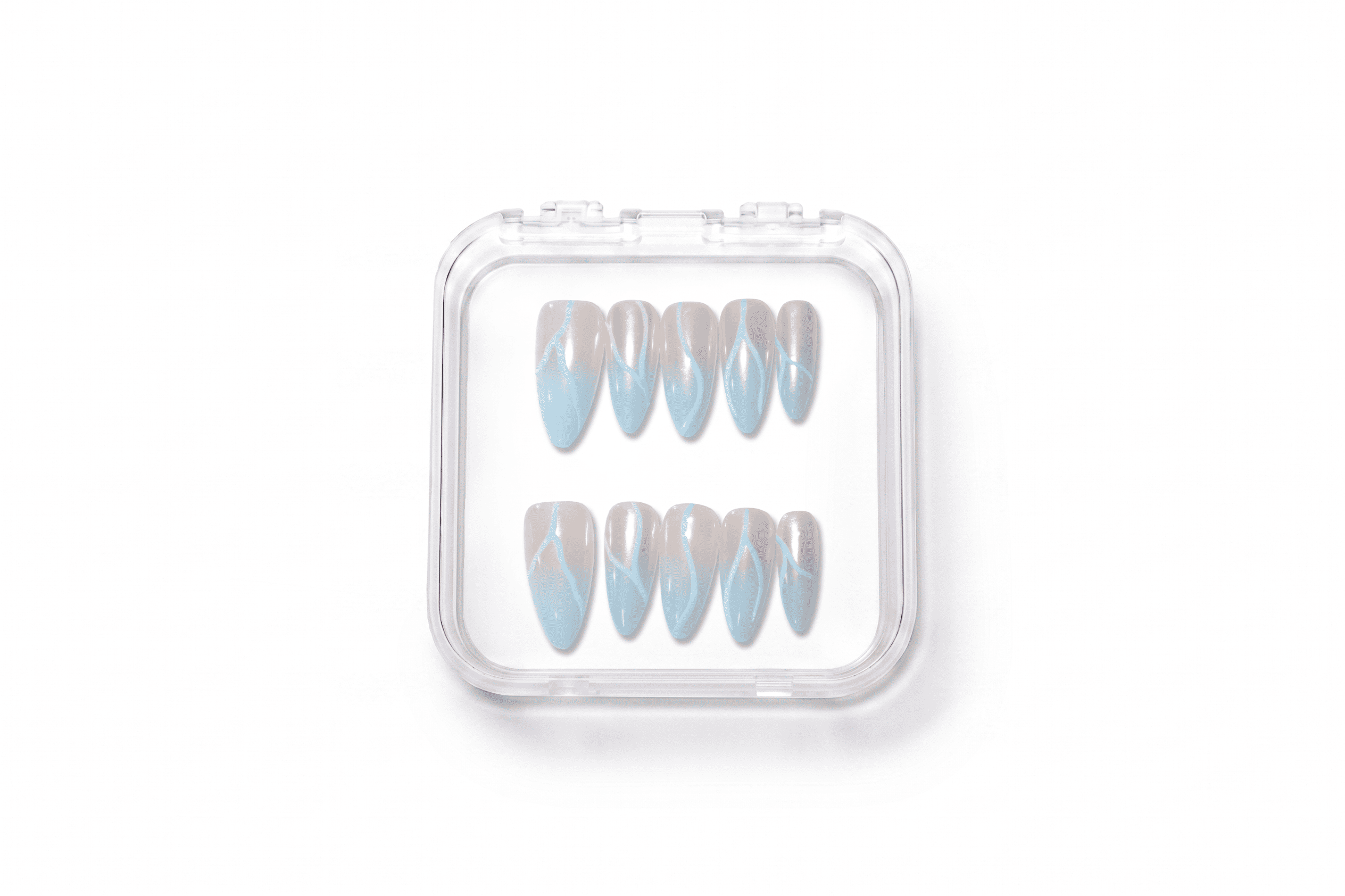 Baby Blue Aurora Line Minimal Almond Press On Nails