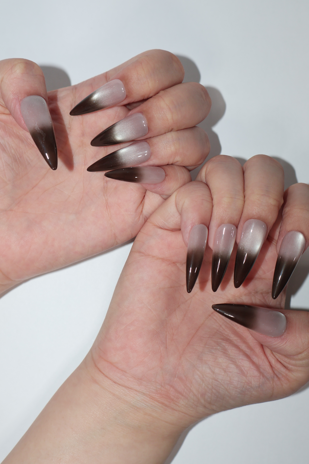 Black Nude Ombre Stiletto Press On Nails | Dark Gradient Handmade press on nail