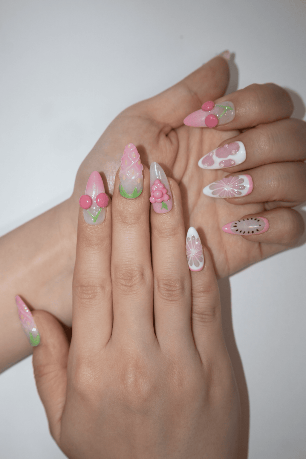 3D Fruit Strawberry Kawaii Short Almond Press On Nails
