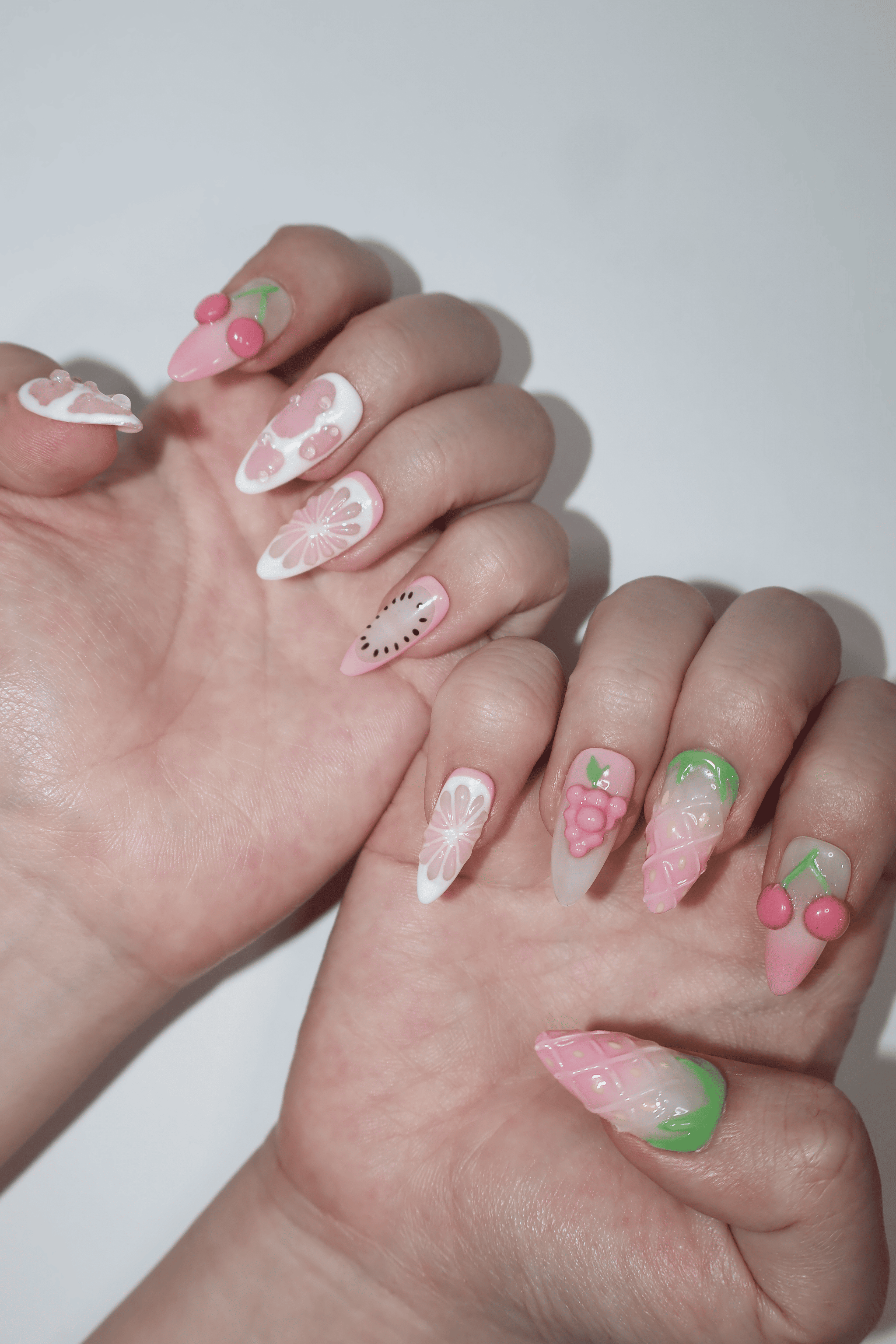 3D Fruit Strawberry Kawaii Short Almond Press On Nails